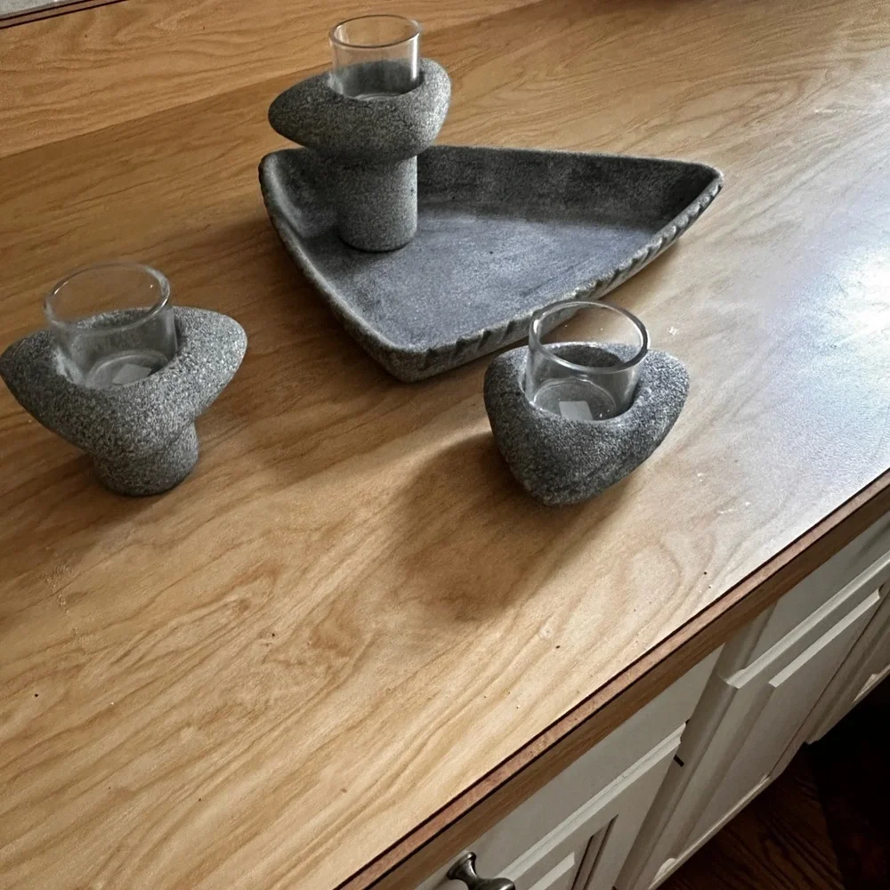 PartyLite Living StonesTextured Gray candle Decorative home decor - Picture 10 of 17